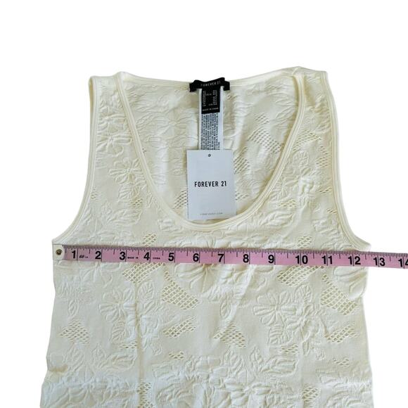 Forever 21 NWT Cream Floral Cut Out Round Neckline Knit Bodysuit Medium/Large - Picture 2 of 9